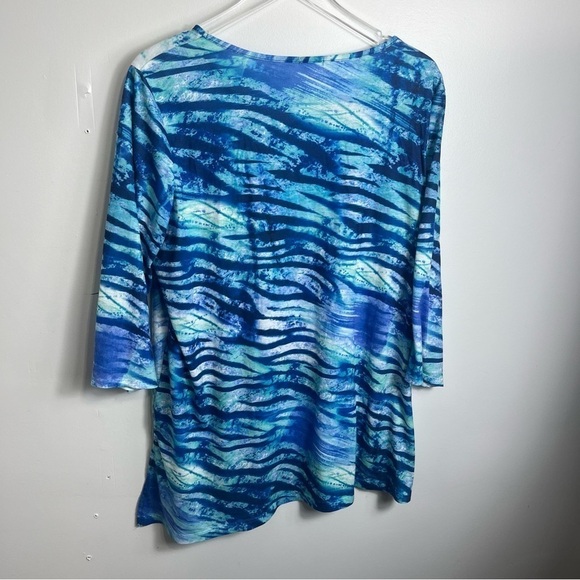 NWT Chico's blue paisly print t-shirt size xl 3 1723 - Picture 3 of 3